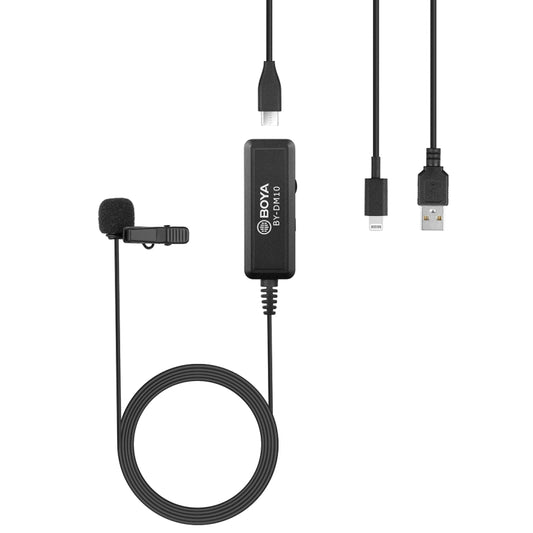 BOYA BY-DM10 USB / 8 Pin Plug Broadcast Lavalier Microphone with Windscreen, Cable Length: 6m
