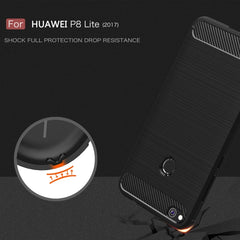 For Huawei  P8 Lite (2017) Brushed Carbon Fiber Texture Shockproof TPU Protective Case, Huawei P8 Lite (2017)