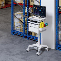 ProperAV Mobile Workstation Trolley Cart with Drawers