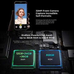 Oukitel WP39 Pro 5G Rugged Phone, 12GB+512GB, Night Vision, Fingerprint Identification, 6.6 inch Android 14 MediaTek Dimensity 6300 Octa Core, NFC, OTG, Network: 5G