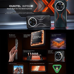Oukitel WP55 5G Rugged Phone, 12GB+256GB, 108MP Camera, Fingerprint Identification, 6.6 inch MediaTek Dimensity 7025 Octa Core, NFC, OTG, Network: 5G