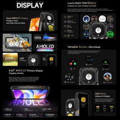 Ulefone Armor 29 Ultra Rugged Phone, 16GB+1TB, Night Vision, 6.67 inch + 1.04 inch Android 15 MediaTek Dimensity 9300+ Octa Core, Network: 5G, Versatile LED Light, Warning Light