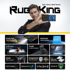 Ulefone RugKing, 8GB+256GB, IP68/IP69K Rugged Phone, 5.99 inch Android 15 Unisoc T7255 Octa Core, Network: 4G, NFC, OTG