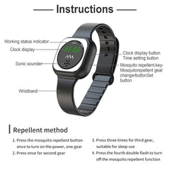 F9 Outdoor Silica Gel Mosquito Repellent Wristband with Clock