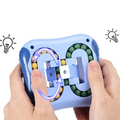 4 PCS Rotating Magic Beans Decompression Educational Toys Children Fingertip Magic Cube Toys, (Cyan), (Red), (Blue)