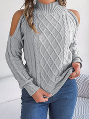 Casual Twist Strapless Half-high Collar Long Sleeves Sweaters Women's Clothing
