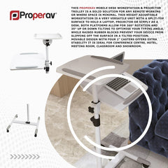 ProperAV Mobile Desk Workstation & Projector Stand - White