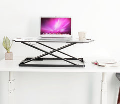 ProperAV Stand Up Desk Converter with Gas Spring Lift & Variable Height Settings - White