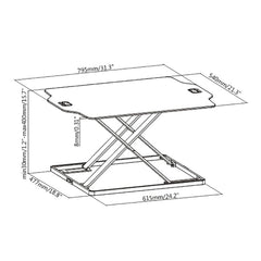 ProperAV Stand Up Desk Converter with Gas Spring Lift & Variable Height Settings - White