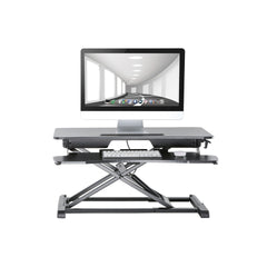 ProperAV Two Tier Worktop Stand Up Desk Converter with Gas Spring Lift & Variable Height Settings - Black