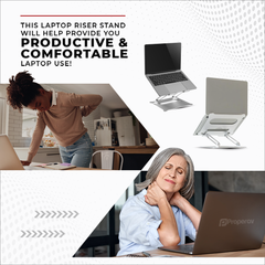 ProperAV Aluminium Construction Fully Adjustable Laptop or Tablet Stand - Silver