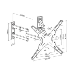 ProperAV Corner TV Wall Bracket (23" - 55" / 45kg Capacity / VESA Max. 400x400) - Black