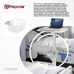 ProperAV Wire Basket for Mobile Desk Trolley Workstations