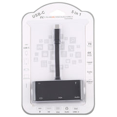V126 UCB-C / Type-C Male to PD + HDMI + VGA + Audio + USB 3.0 Female 5 in 1 Converter, 5 in 1