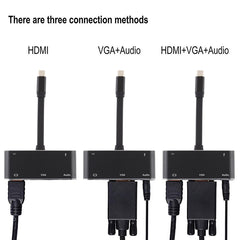 V126 UCB-C / Type-C Male to PD + HDMI + VGA + Audio + USB 3.0 Female 5 in 1 Converter, 5 in 1