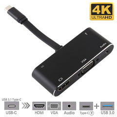 V126 UCB-C / Type-C Male to PD + HDMI + VGA + Audio + USB 3.0 Female 5 in 1 Converter, 5 in 1
