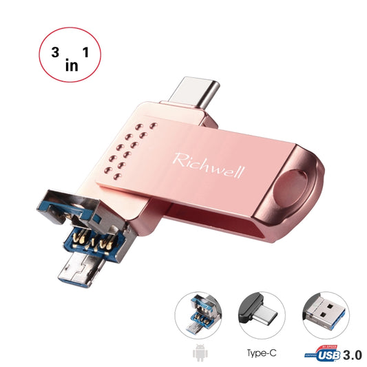 Richwell 3 in 1 16G Type-C + Micro USB + USB 3.0 Metal Flash Disk with OTG Function