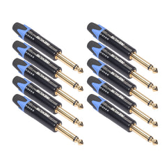 10 PCS TC202 6.35mm Gold-plated Mono Sound Welding Audio Adapter Plug