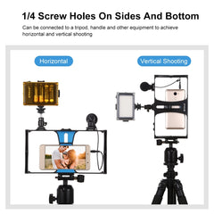 PULUZ 3 in 1 Vlogging Live Broadcast LED Selfie Light Smartphone Video Rig Kits with Microphone + Cold Shoe Tripod Head for iPhone, Galaxy, Huawei, Xiaomi, HTC, LG, Google, and Other Smartphones, 3-in-1, 3-in-1(Red), 3-in-1(US)