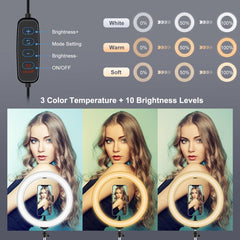 PULUZ 10.2 inch 26cm LED Ring Light + 1.1m Tripod Mount Selfie Beauty Vlogging Video Light Live Broadcast Kits