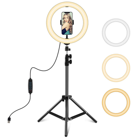 PULUZ 10.2 inch 26cm LED Ring Light + 1.1m Tripod Mount Selfie Beauty Vlogging Video Light Live Broadcast Kits