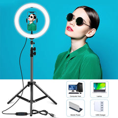 PULUZ 10.2 inch 26cm LED Ring Light + 1.1m Tripod Mount Selfie Beauty Vlogging Video Light Live Broadcast Kits