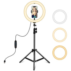 PULUZ 10.2 inch 26cm LED Ring Light + 1.1m Tripod Mount Selfie Beauty Vlogging Video Light Live Broadcast Kits
