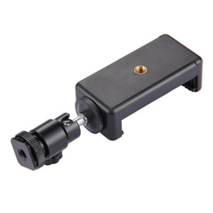 PULUZ 1/4 inch Hot Shoe Tripod Head + Tripod Stand Clamp for iPhone, Samsung, Huawei, HTC, 5.5cm - 8cm Width Smartphones