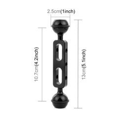 PULUZ 5.1 inch 13cm Aluminum Alloy Dual Balls Arm, Ball Diameter: 25mm