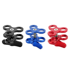 PULUZ Triple Ball Clamp Close Hole Diving Camera Bracket CNC Aluminum Spring Flashlight Clamp for Diving Underwater Photography System, Triple Ball Close Hole(Blue)
