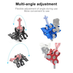 PULUZ Triple Ball Clamp Open Hole Diving Camera Bracket CNC Aluminum Spring Flashlight Clamp for Diving Underwater Photography System