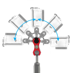 PULUZ Dual Ball Clamp Open Hole Diving Camera Bracket CNC Aluminum Spring Flashlight Clamp for Diving Underwater Photography System, Dual Ball Open Hole(Red)