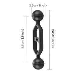 PULUZ 5.0 inch 12.6cm Aluminum Alloy Dual Balls Arm, Ball Diameter: 25mm, 5.0 inch (Black), 5.0 inch (Blue), 5.0 inch (Red)