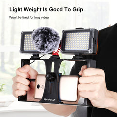 PULUZ Vlogging Live Broadcast Smartphone Video Rig Filmmaking Recording Handle Stabilizer Bracket for iPhone, Galaxy, Huawei, Xiaomi, HTC, LG, Google, and Other Smartphones, Vlogging Rig