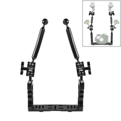 PULUZ Dual Handle Aluminium Tray Stabilizer with 2 x Dual Ball Aluminum Alloy Clamp & 2 x 7 inch Floating Arm for Underwater Camera Housings, 2 x Dual Ball(Black)
