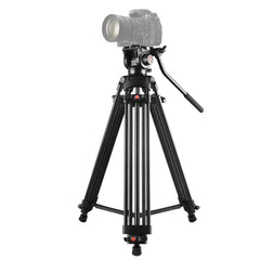 PULUZ Professional Heavy Duty Video Camcorder Aluminum Alloy Tripod with Fluid Drag Head for DSLR / SLR Camera, Adjustable Height: 80-160cm