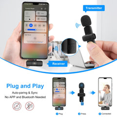 PULUZ Wireless Lavalier Noise Reduction Reverb Microphone for Type-C / USB-C Device, Support Phone Charging