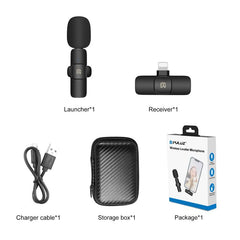 PULUZ Wireless Lavalier Noise Reduction Reverb Microphone for 8-Pin Device, Support Phone Charging