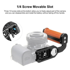 PULUZ Wooden Left Side Handle Vertical Shoot Quick Release L Plate