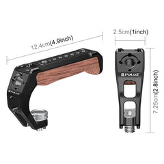 PULUZ Arri Metal Wood Wooden Top Handle with Cold Shoe Mount for Mirrorless Camera Cage Stabilizer