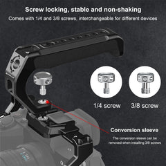 PULUZ Arri Metal Silicone Top Handle with Cold Shoe Mount for Mirrorless Camera Cage Stabilizer