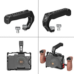 PULUZ Arri Metal Silicone Top Handle with Cold Shoe Mount for Mirrorless Camera Cage Stabilizer