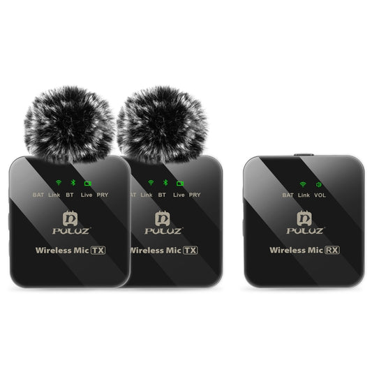 PULUZ 2 TX + 1 RX Wireless Lavalier Microphone
