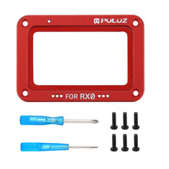 PULUZ Aluminum Alloy Flame + Tempered Glass Lens Protector for Sony RX0 / RX0 II, with Screws and Screwdrivers, Front Flame Red