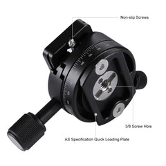 PULUZ Aluminum Alloy 360 Degree Rotation Panorama Ball Head with Quick Release Plate for Camera Tripod Head
