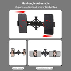 PULUZ Live Broadcast Dual Phone Brackets Horizontal Holder for iPhone, Galaxy, Huawei, Xiaomi, Sony and Other Smart Phones