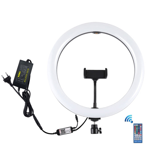 PULUZ 11.8 inch 30cm RGB Dimmable LED Ring Vlogging Selfie Photography Video Lights with Cold Shoe Tripod Ball Head & Phone Clamp (Pink)