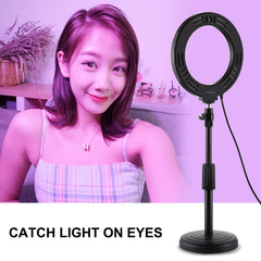 PULUZ 6.2 inch 16cm USB 10 Modes 8 Colors RGBW Dimmable LED Ring Vlogging Photography Video Lights with Tripod Ball Head