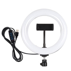 PULUZ 7.9 inch 20cm USB 3 Modes Dimmable Dual Color Temperature LED Curved Light Ring Vlogging Selfie Photography Video Lights with Phone Clamp