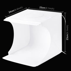 PULUZ 20cm Include 2 LED Panels Folding Portable 1100LM Light Photo Lighting Studio Shooting Tent Box Kit with 6 Colors Backdrops (Black, White, Yellow, Red, Green, Blue), Unfold Size: 24cm x 23cm x 23cm